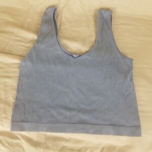 Suzette Collection Ribbed Tank Top Womens M/L Blue Excellent Seamless Crop Scoop